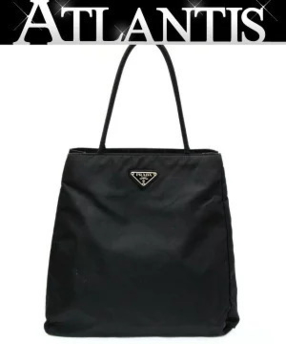 Prada Triangle Trapezoid Tote Tessuto Saffiano Bag Black